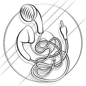 Earphones black and white vector