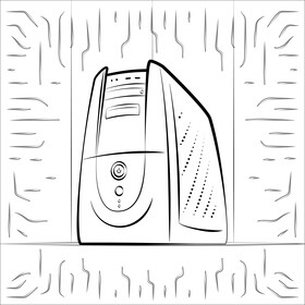 Cpu black and white vector