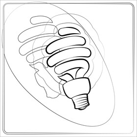 Fluorescent bulb black and white vector