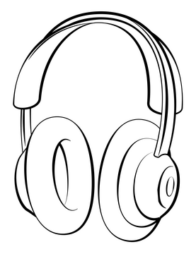Headphones black and white clipart