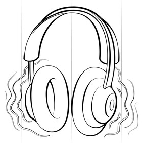 Headphones black and white vector