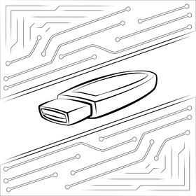 Pen drive black and white vector