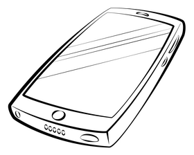 Smartphone black and white clipart