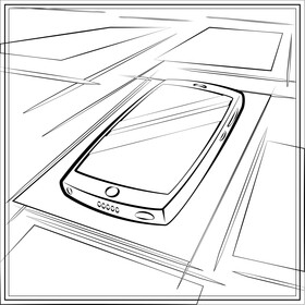 Smartphone black and white vector