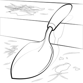 Garden trowel black and white vector
