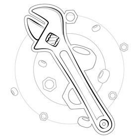 Monkey wrench black and white vector