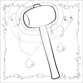Rubber mallet black and white vector