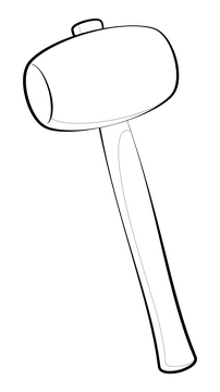 Rubber mallet drawing black and white clipart