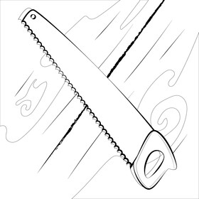 Hand saw black and white vector