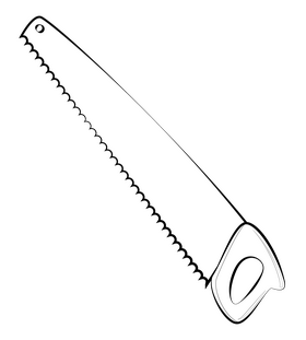 Hand saw drawing black and white clipart