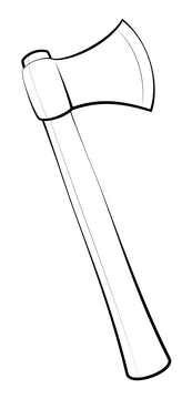 Axe drawing black and white clipart