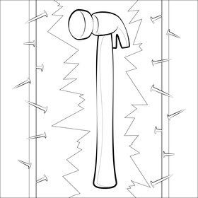 Hammer black and white vector