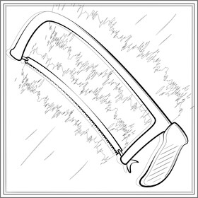 Hacksaw black and white vector