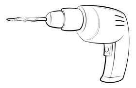 Drill drawing black and white clipart