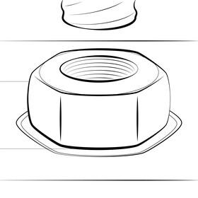 Nut bolt black and white vector