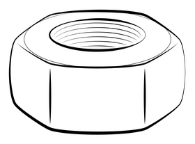 Nut bolt drawing black and white clipart