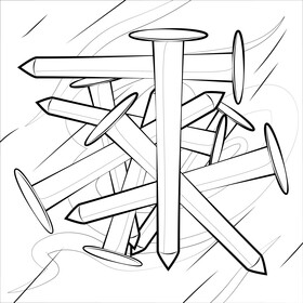 Iron nails black and white vector