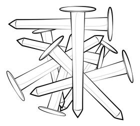 Iron nails drawing black and white clipart