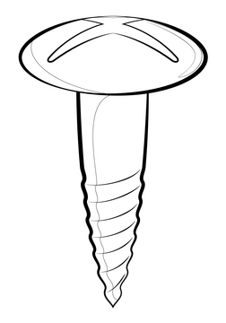 Screw drawing black and white clipart