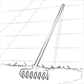 Rake black and white vector