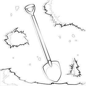 Shovel black and white vector