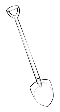 Shovel drawing black and white clipart