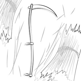 Scythe black and white vector