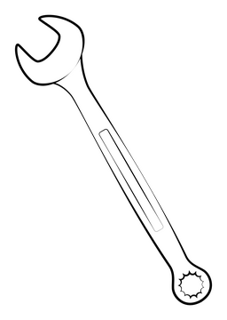 Wrench drawing black and white clipart