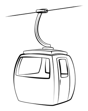 Cable car outline black and white clipart