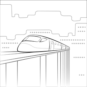 Bullet train drawing black and white vector