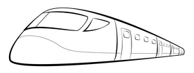 Bullet train outline black and white clipart