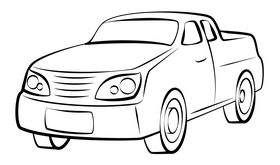 Pickup car outline black and white clipart