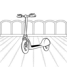 Segway drawing black and white vector