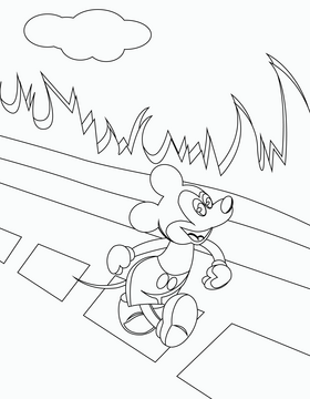 Running mickey mouse black and white vector