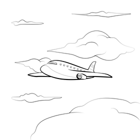 Plane drawing black and white vector