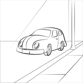 Car drawing black and white vector