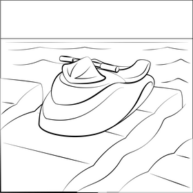 Jet ski drawing black and white vector
