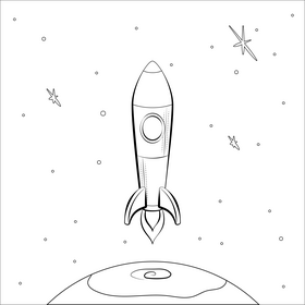 Rocket drawing black and white vector
