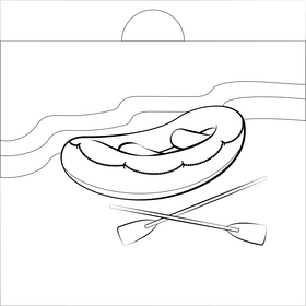 Raft drawing black and white vector