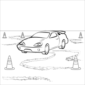 Race car drawing black and white vector