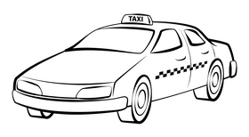 Taxi car outline black and white clipart
