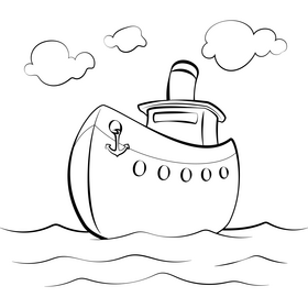 Ship drawing black and white vector