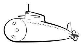 Submarine outline black and white clipart