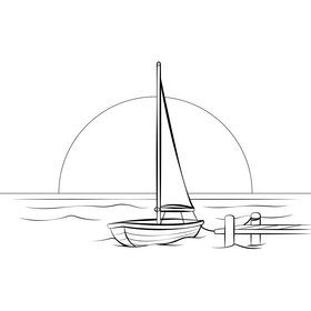 Sailboat drawing black and white vector