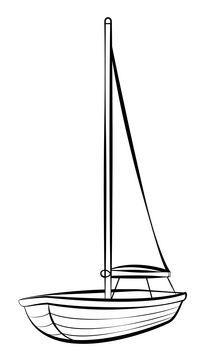 Sailboat outline black and white clipart