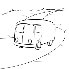 Van drawing black and white vector