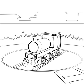 Steam engine drawing black and white vector