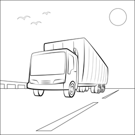 Truck drawing black and white vector