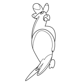 Cute cartoon cockatoo parrot drawing black and white clipart