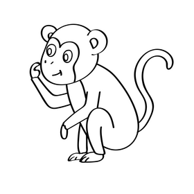 Monkey black and white clipart